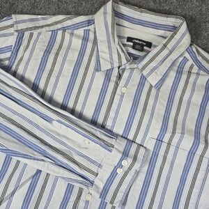 Claiborne Mens 3XLT Blue Stripe Long Sleeve‎ Button Down Shirt Cotton Pocket